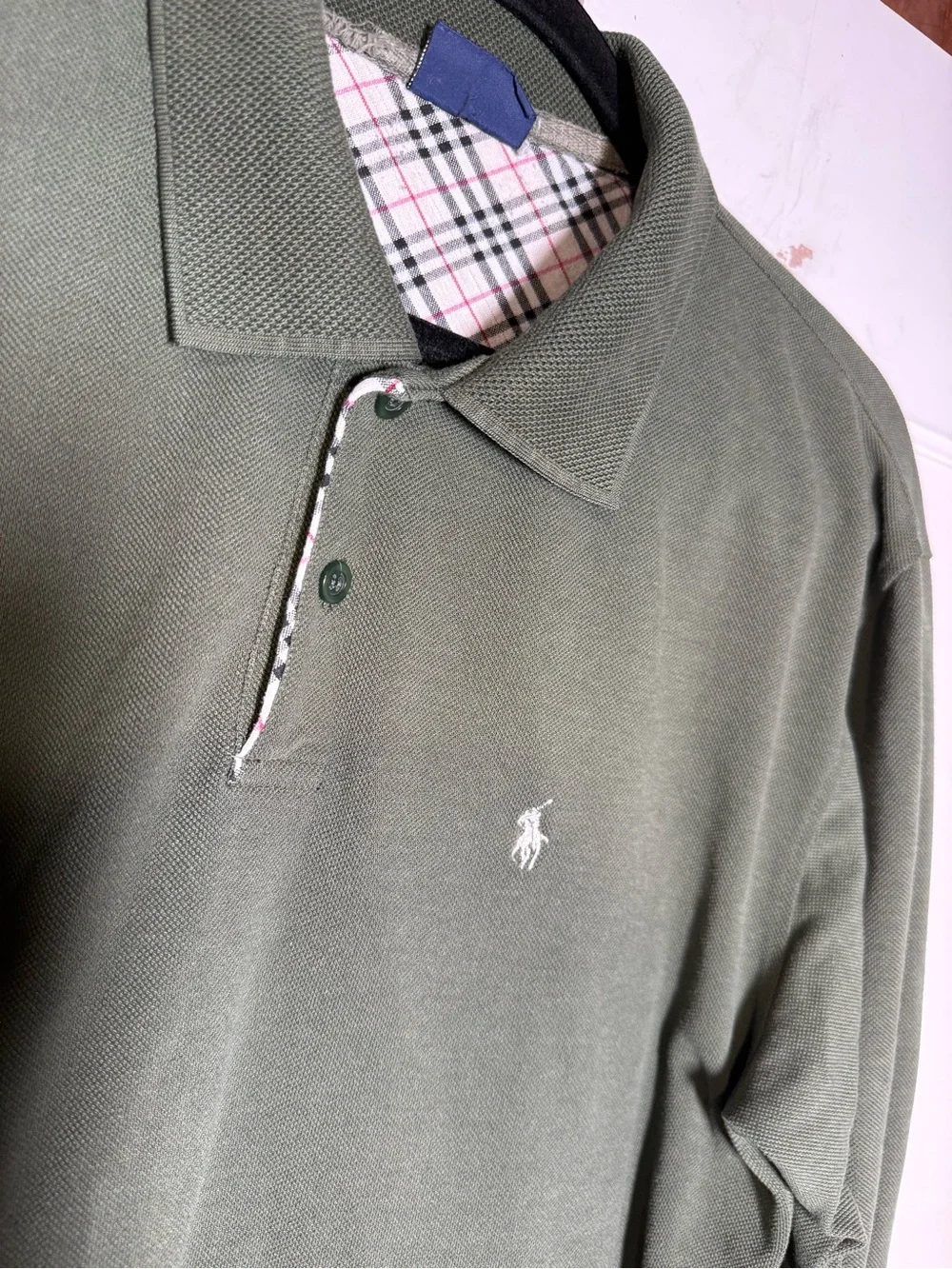 POLO Ralph Lauren Long Sleeve Polo Shirt Olive Green Size XXL White Pony